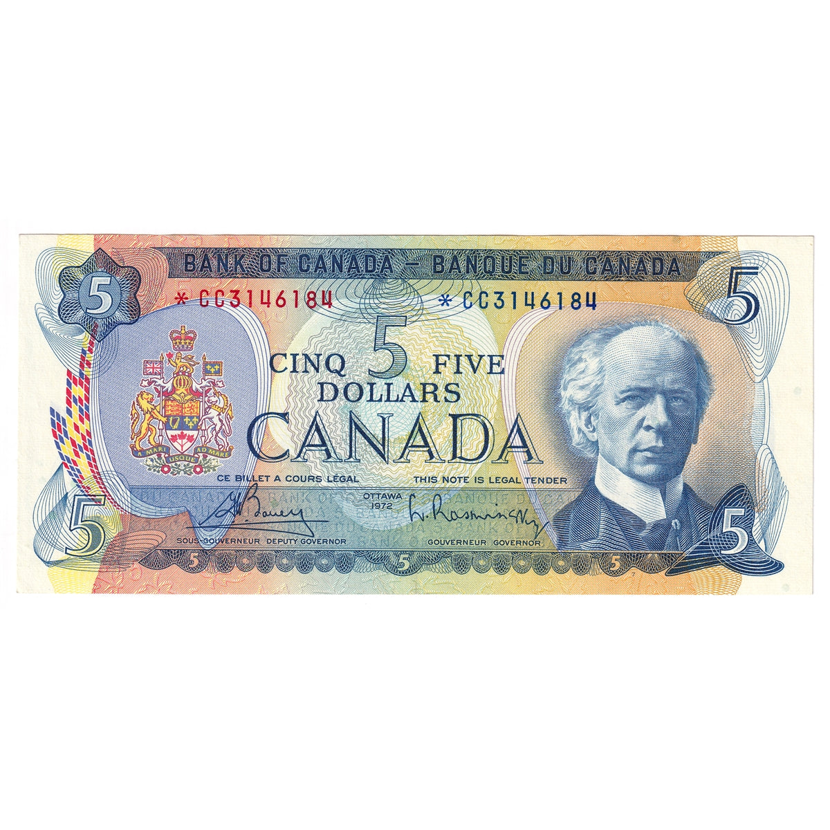 BC-48aA 1972 Canada $5 Bouey-Rasminsky, *CC, Extra Fine (EF40)