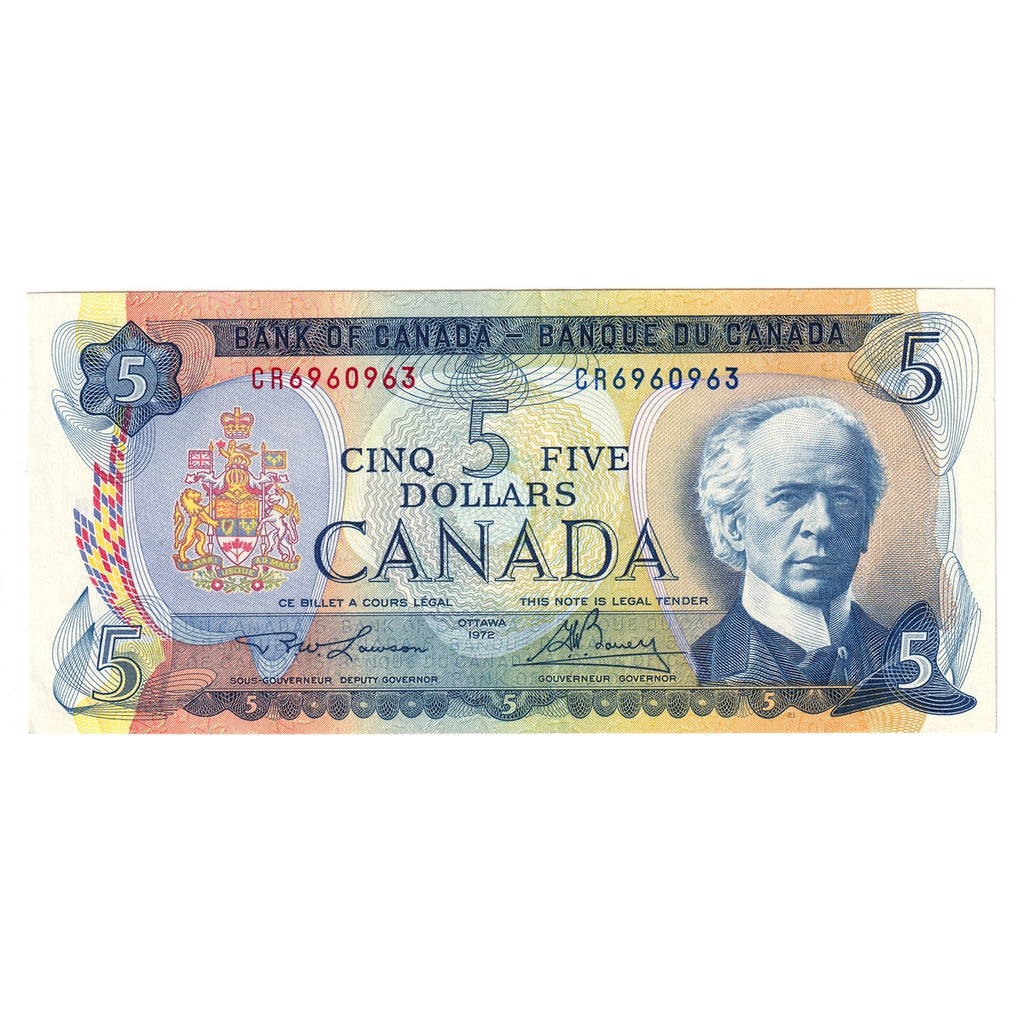 BC-48b 1972 Canada $5 Lawson-Bouey, CR, Extra Fine (EF40)