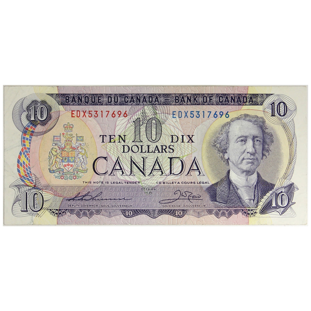 BC-49eA 1971 Canada $10 Thiessen-Crow, EDX, Very Fine (VF20)