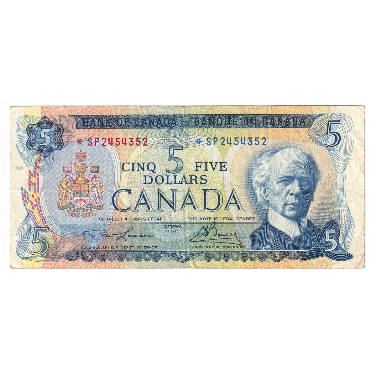BC-48bA 1972 Canada $5 Lawson-Bouey, *SP, F-VF (F15)