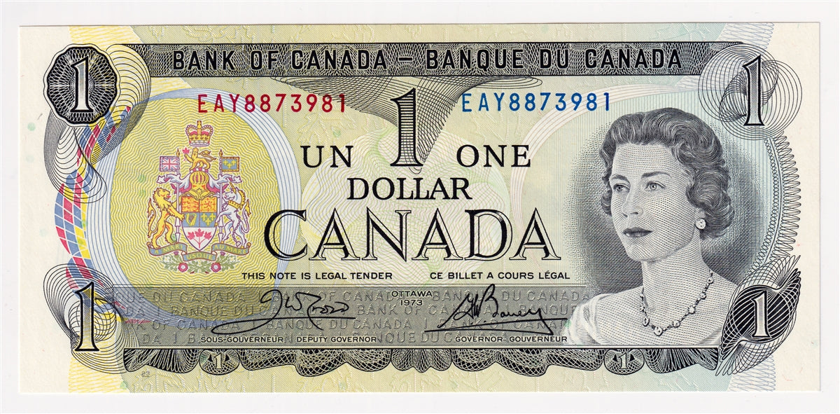 BC-46b 1973 Canada $1 Crow-Bouey, EAY, Choice Uncirculated (CUNC63)