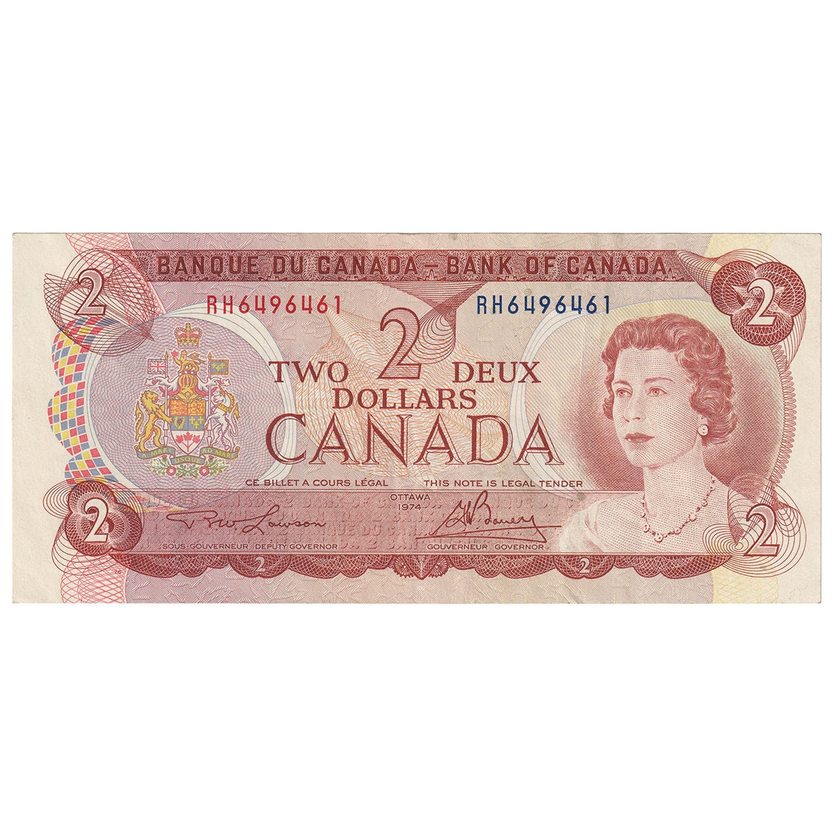 BC-47a 1974 Canada $2 Lawson-Bouey, RH, Extra Fine (EF40)