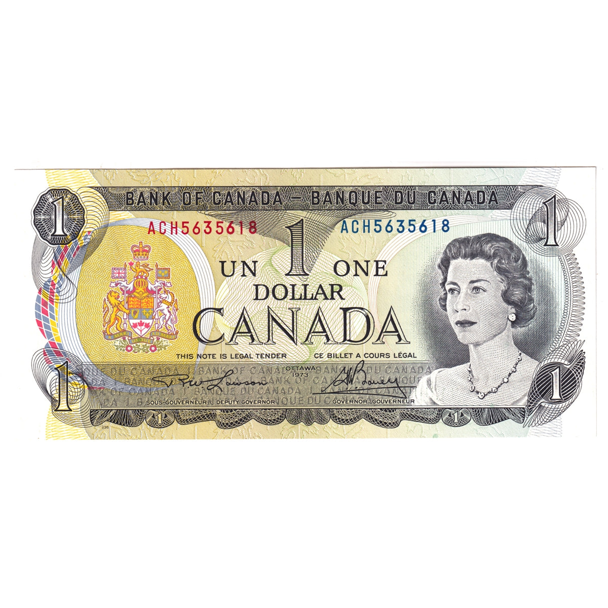 BC-46a-i 1973 Canada $1 Lawson-Bouey, ACH, Choice Uncirculated (CUNC63)