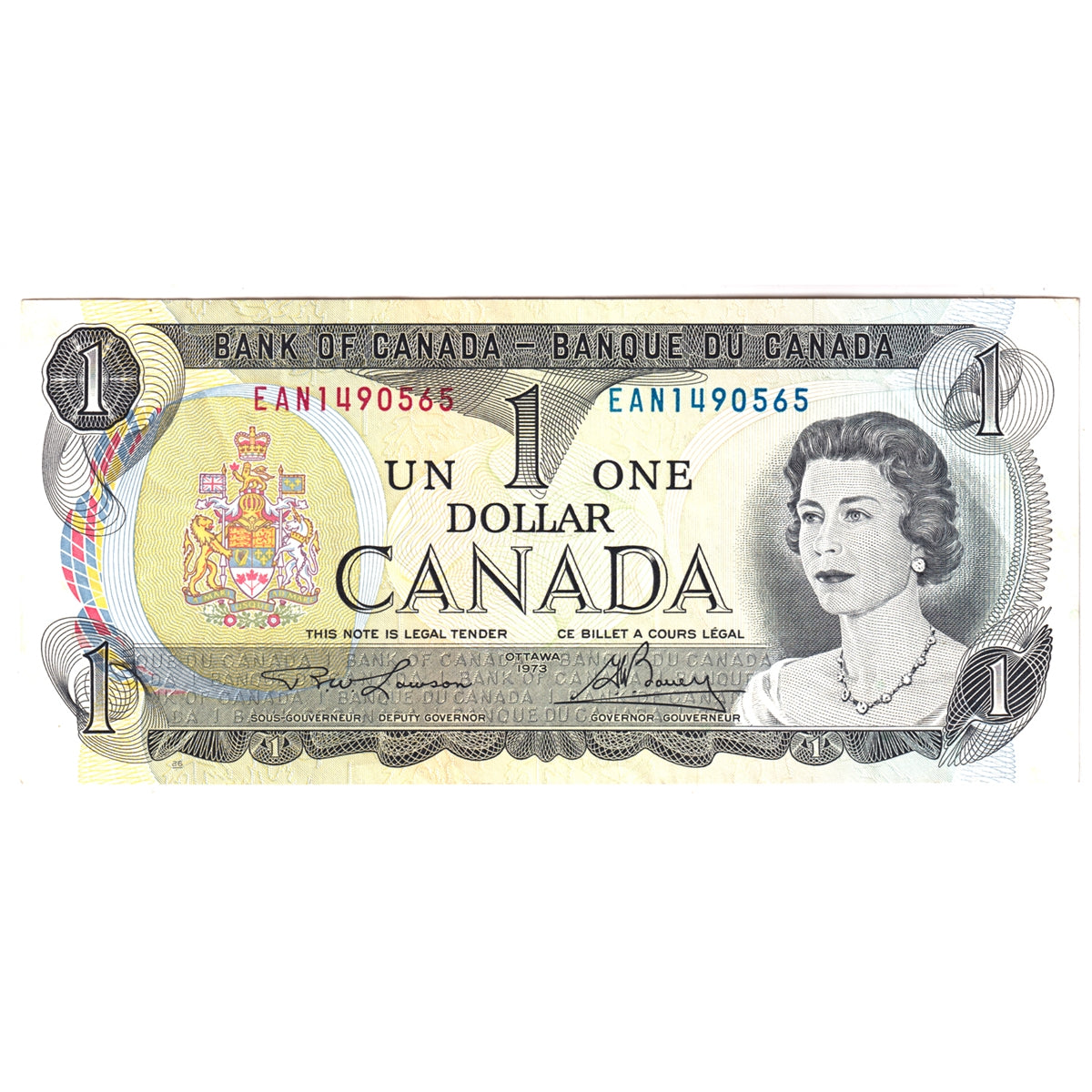 BC-46a-i 1973 Canada $1 Lawson-Bouey, EAN, CIRC