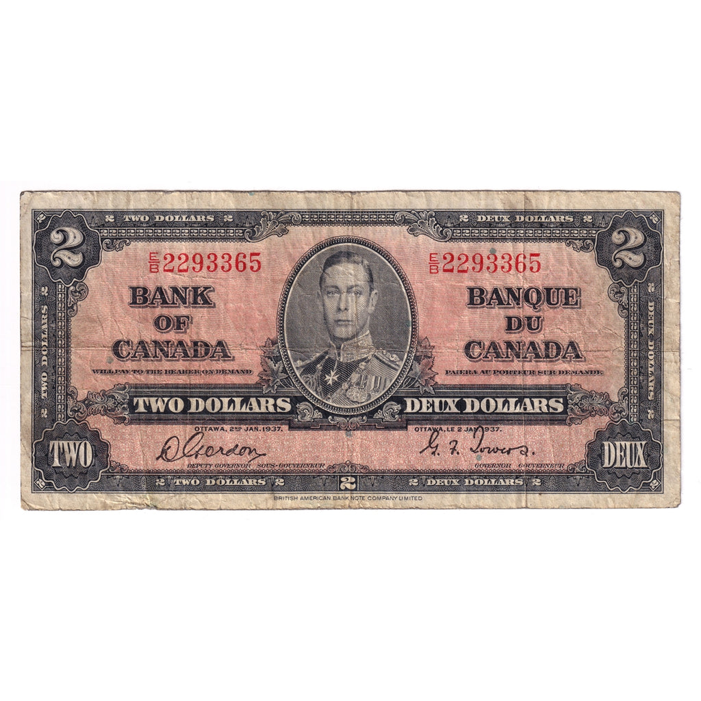 BC-22b 1937 Canada $2 Gordon-Towers, E/B, Very Good (VG8)