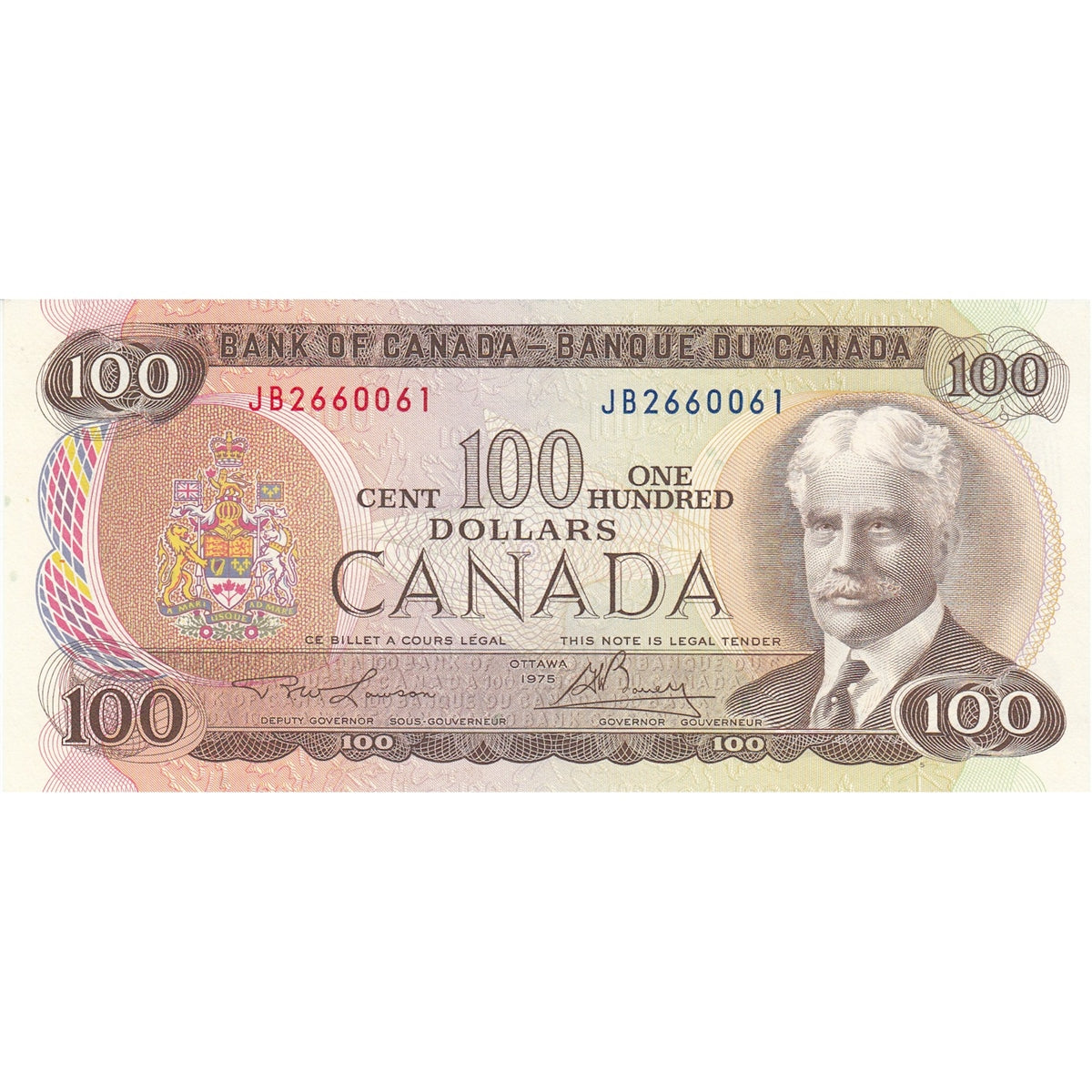 BC-52a 1975 Canada $100 Lawson-Bouey, JB, AU-UNC (AU55)