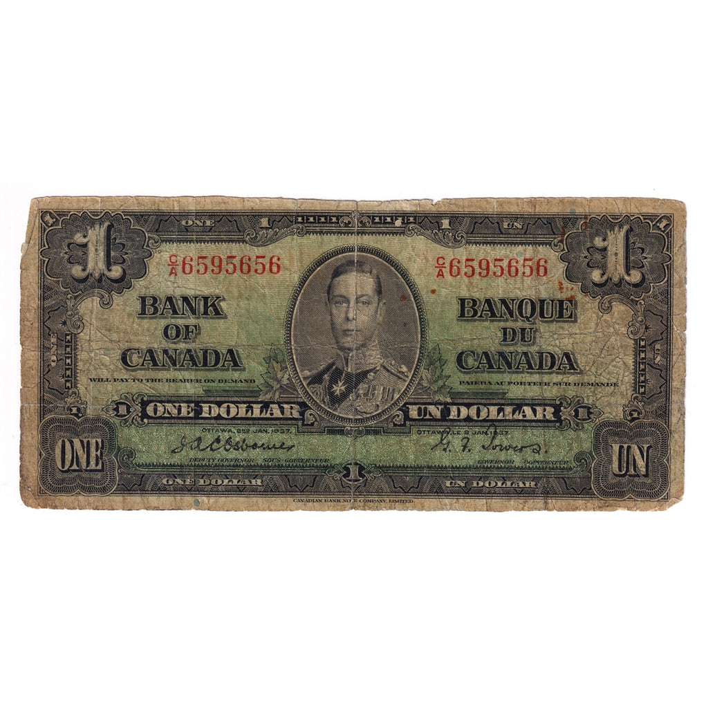 BC-21a 1937 Canada $1 Osborne-Towers, C/A, Circ