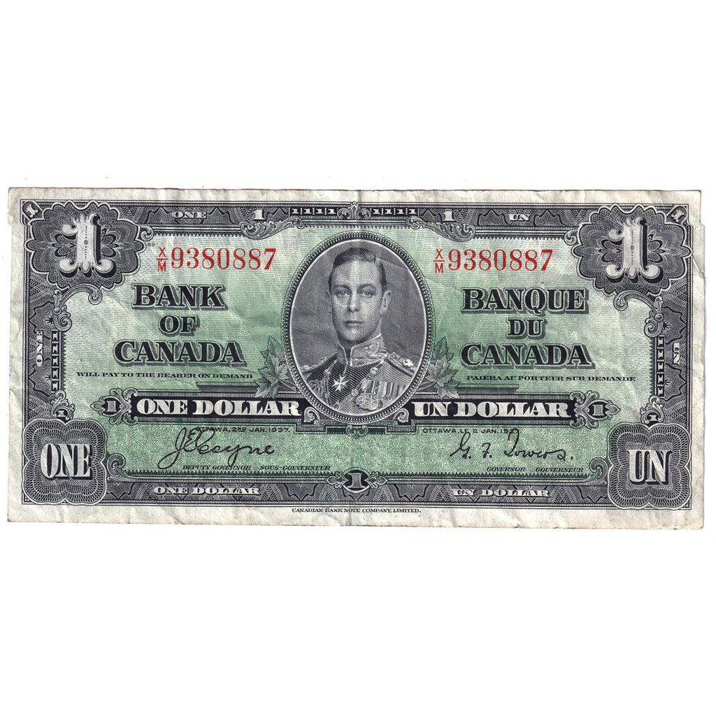 BC-21d 1937 Canada $1 Coyne-Towers, X/M, VF