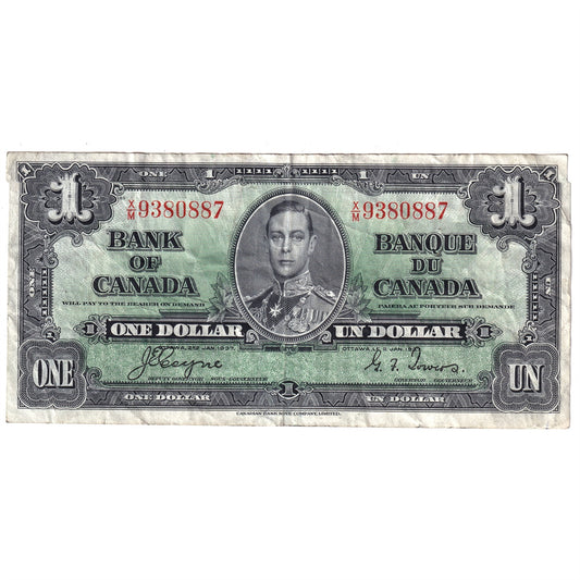 BC-21d 1937 Canada $1 Coyne-Towers, X/M, VF