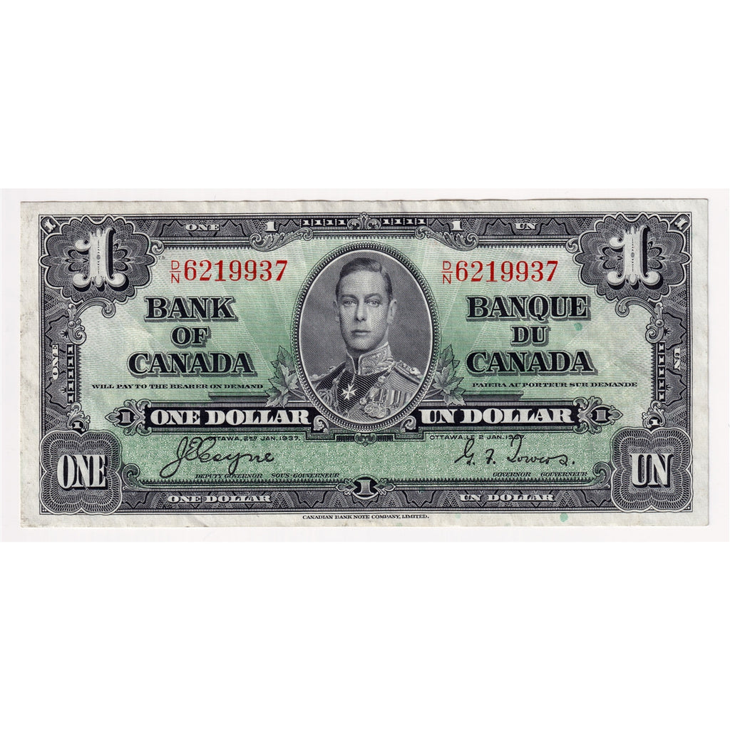 BC-21d 1937 Canada $1 Coyne-Towers, D/N, EF-AU (EF45)