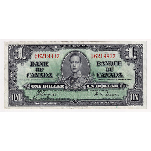 BC-21d 1937 Canada $1 Coyne-Towers, D/N, EF-AU (EF45)