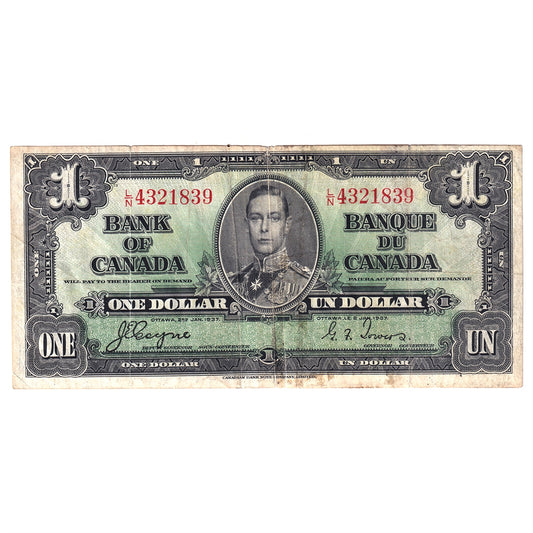 BC-21d 1937 Canada $1 Coyne-Towers, L/N, Circ