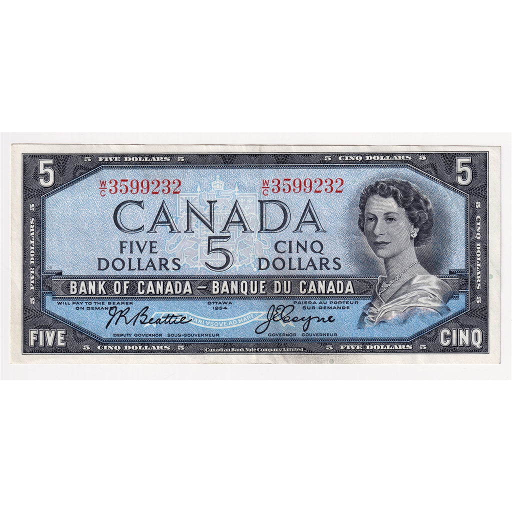 BC-39a-i 1954 Canada $5 Beattie-Coyne, W/C, Extra Fine (EF40)
