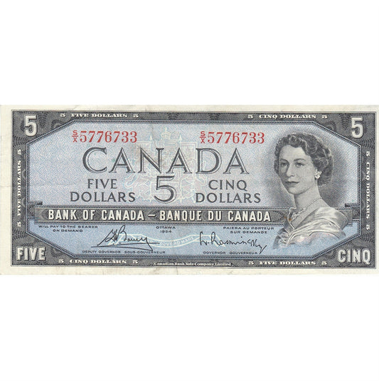 BC-39c 1954 Canada $5 Bouey-Rasminsky, S/X, VF-EF