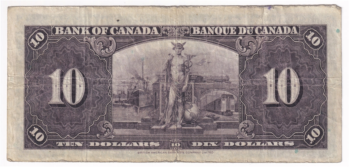BC-24b 1937 Canada $10 Gordon-Towers, J/D, Circ