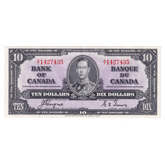 BC-24c 1937 Canada $10 Coyne-Towers, A/T, EF-AU