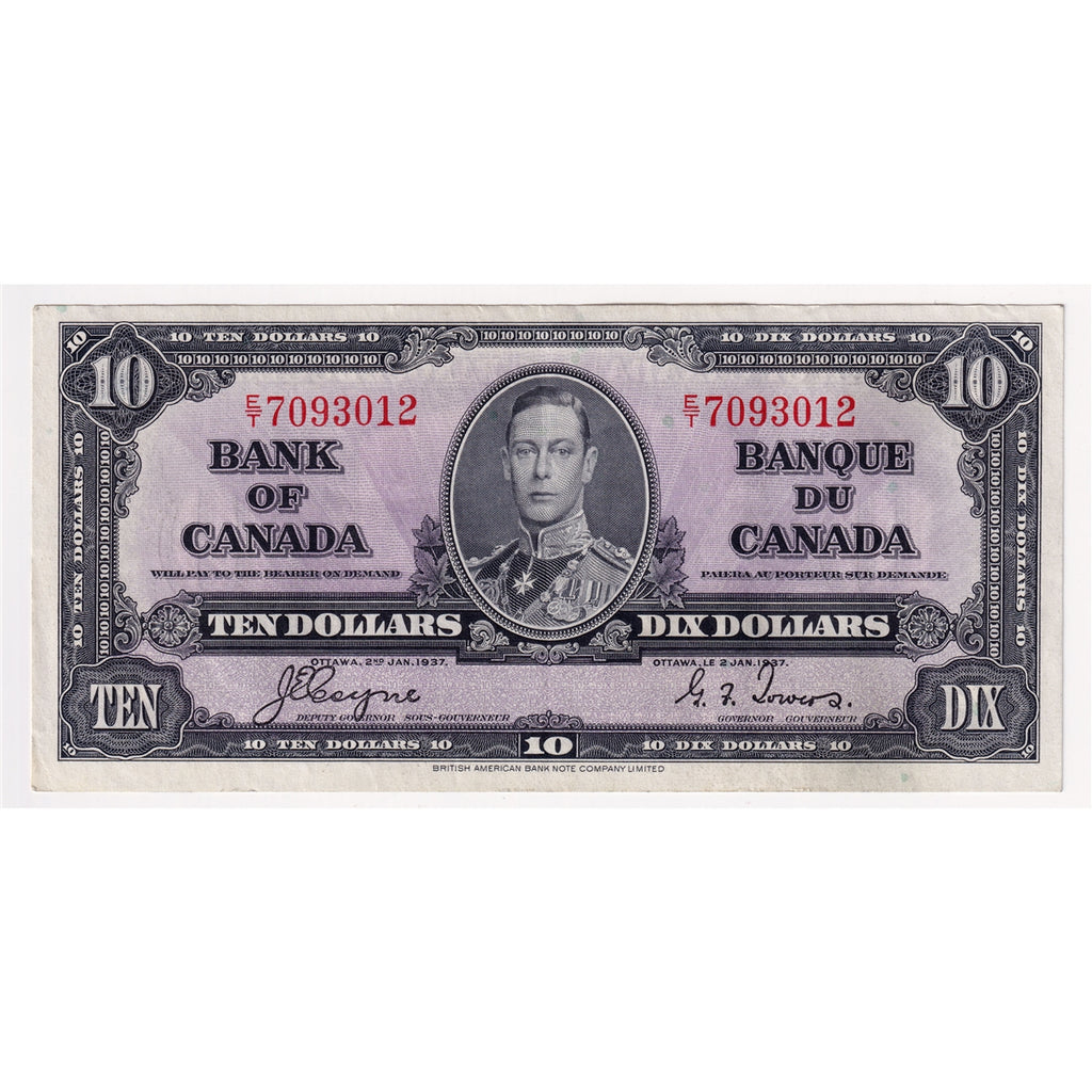 BC-24c 1937 Canada $10 Coyne-Towers, E/T, EF-AU (EF45)