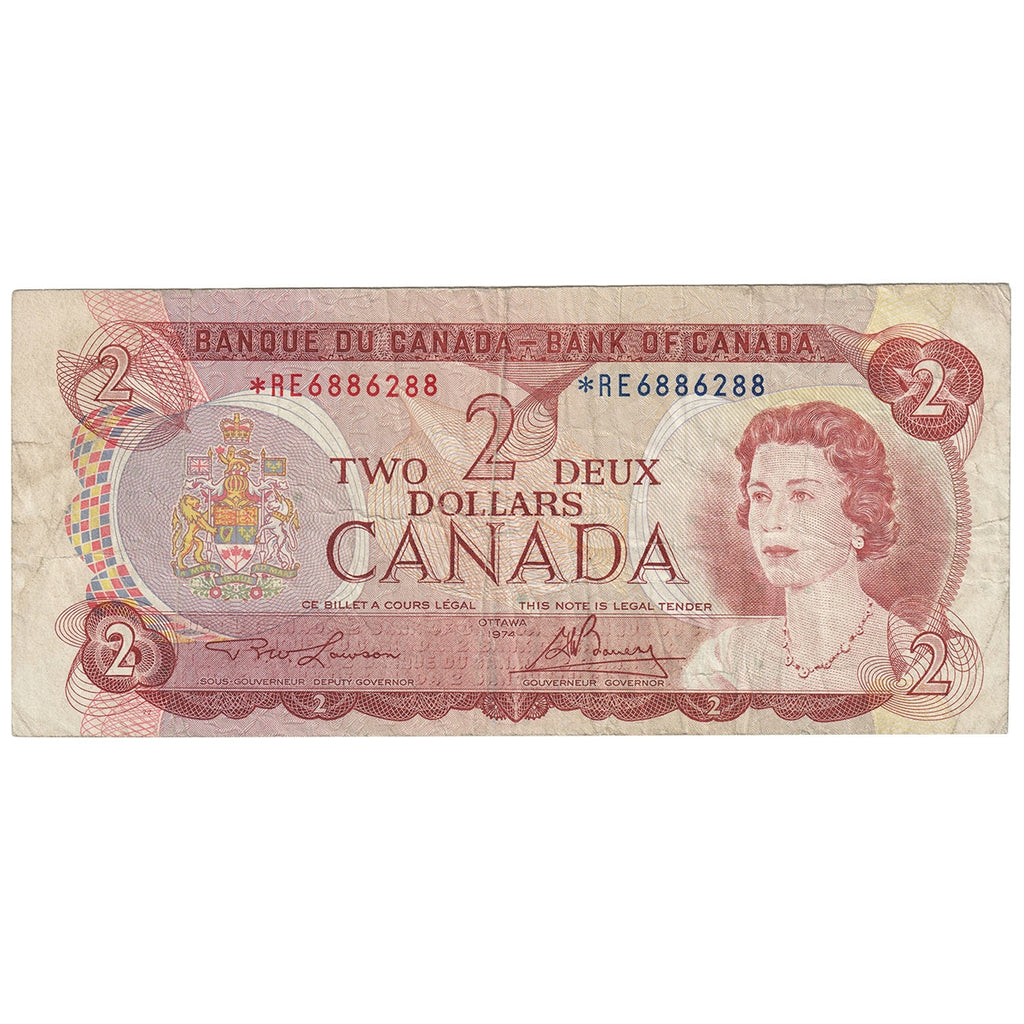 BC-47aA 1974 Canada $2 Lawson-Bouey, Two Letter, *RE, F-VF (F15)