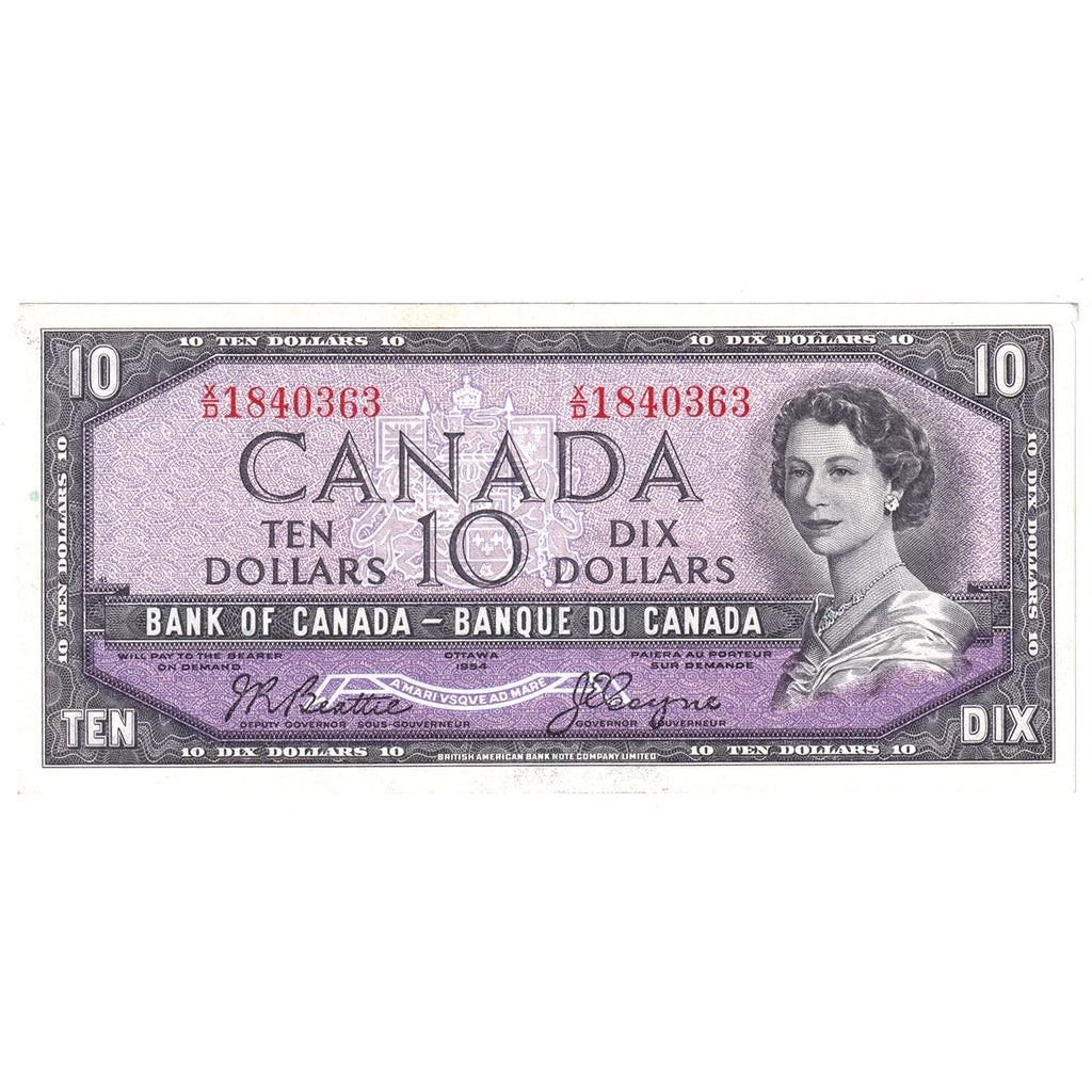 BC-40a 1954 Canada $10 Beattie-Coyne, X/D, Extra Fine (EF40)