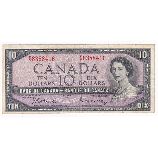 BC-40b 1954 Canada $10 Beattie-Rasminsky, F/V, F