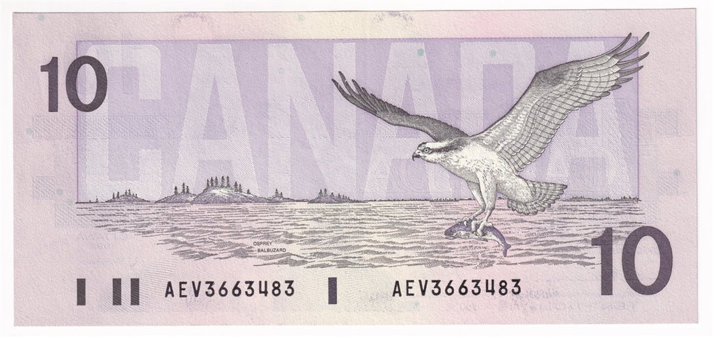 BC-57a 1989 Canada $10 Thiessen-Crow, AEV, AU-UNC (AU55)