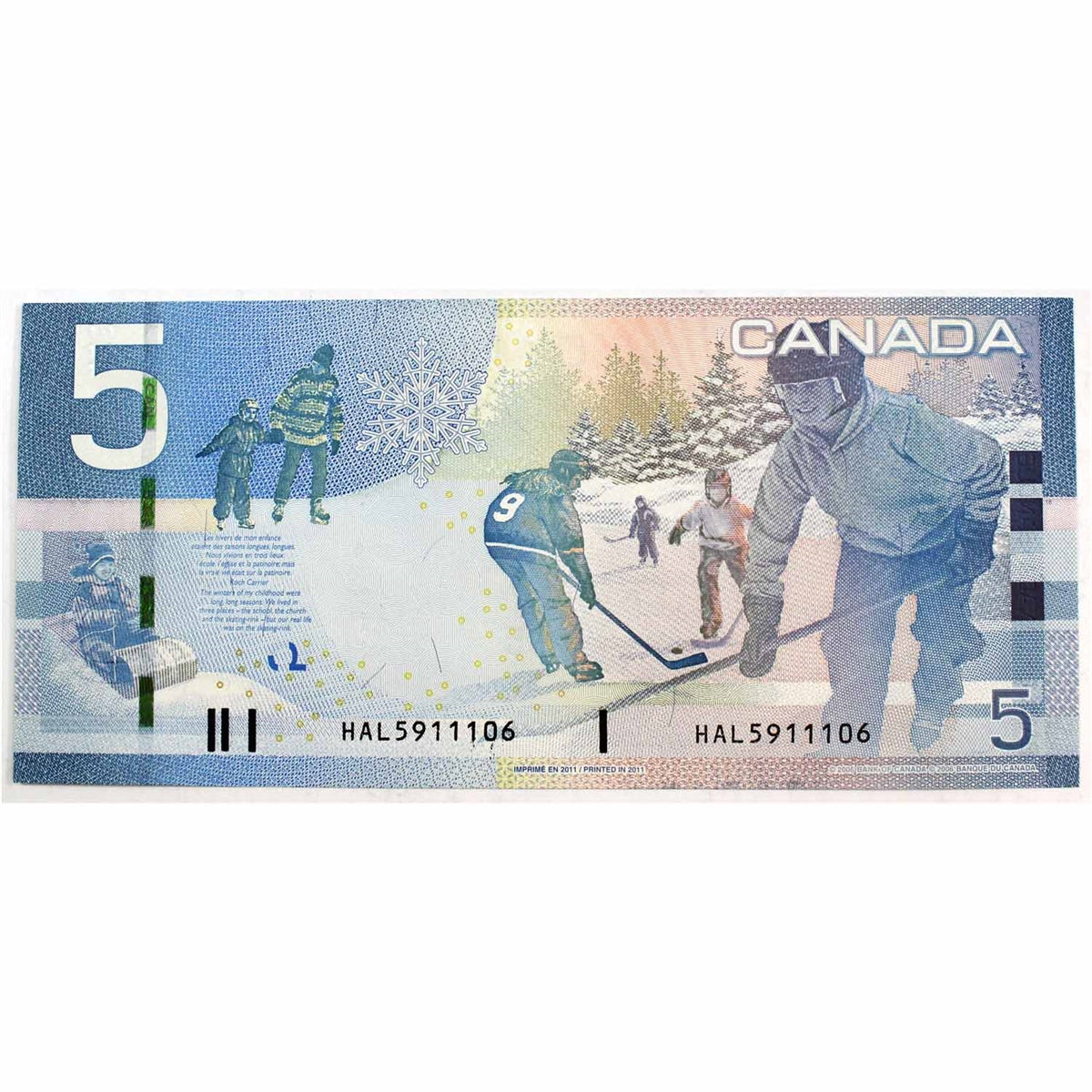 BC-67c 2011 Canada $5 Macklem-Carney, HAL, Almost Uncirculated (AU50)