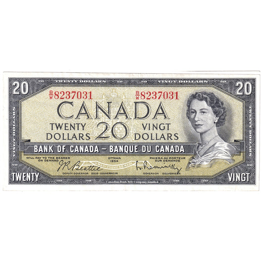 BC-41b 1954 Canada $20 Beattie-Rasminsky, B/W, Very Fine (VF20)