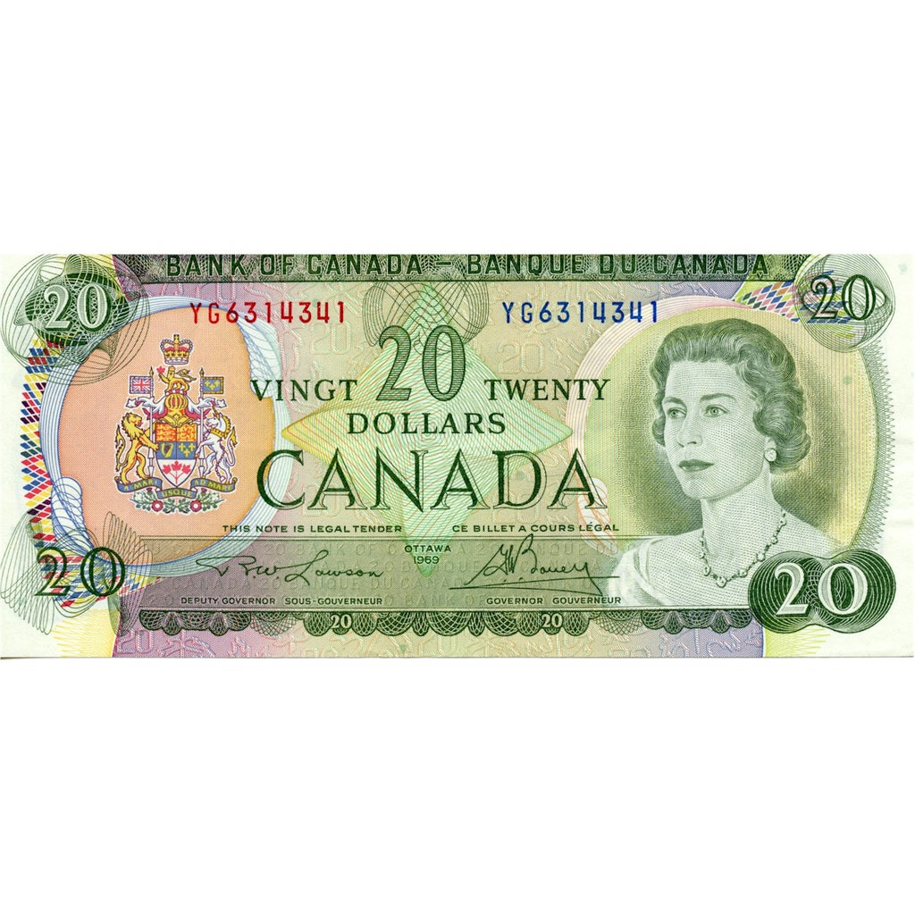 BC-50b 1969 Canada $20 Lawson-Bouey, YG, EF-AU (EF45)
