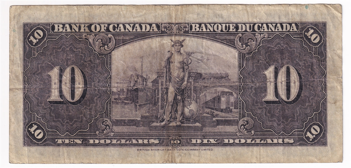 BC-24b 1937 Canada $10 Gordon-Towers, D/D, Circ
