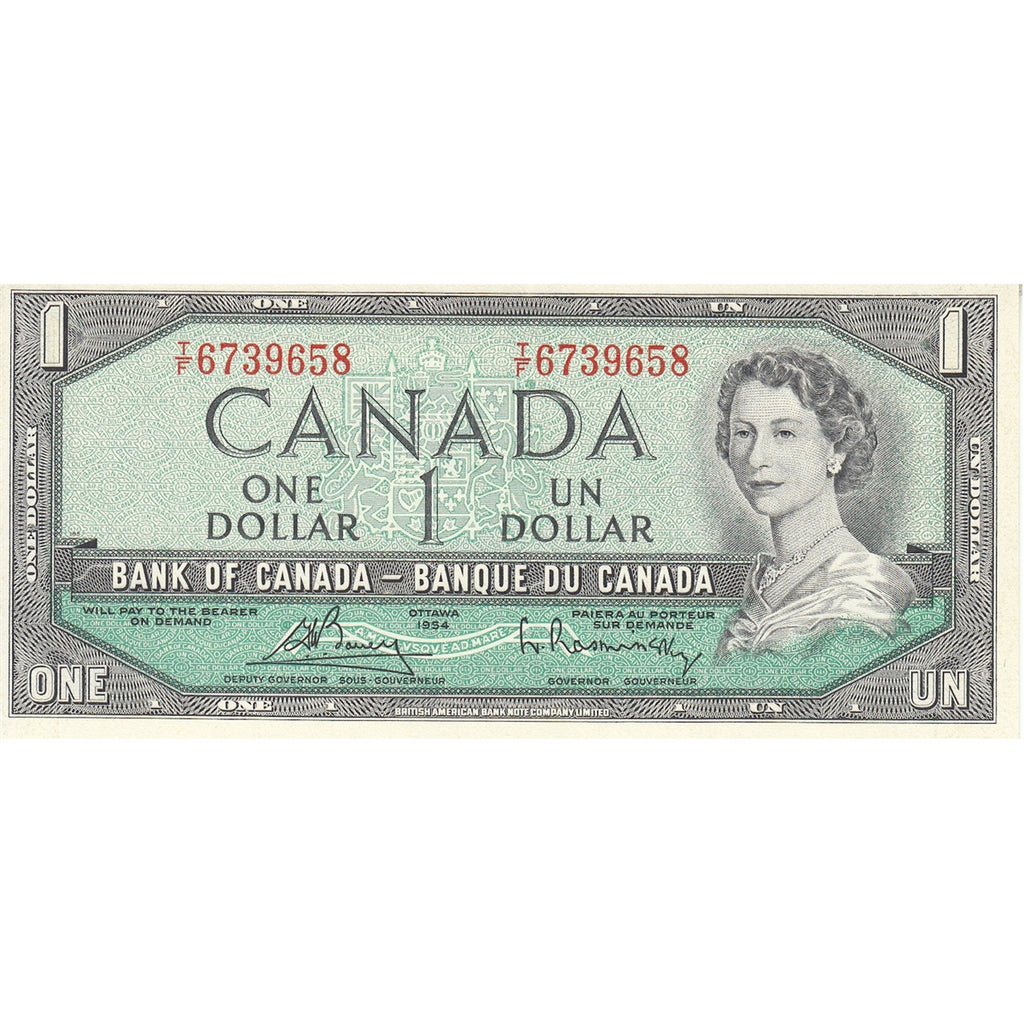 BC-37c 1954 Canada $1 Bouey-Rasminsky, T/F, Choice Uncirculated (CUNC63)