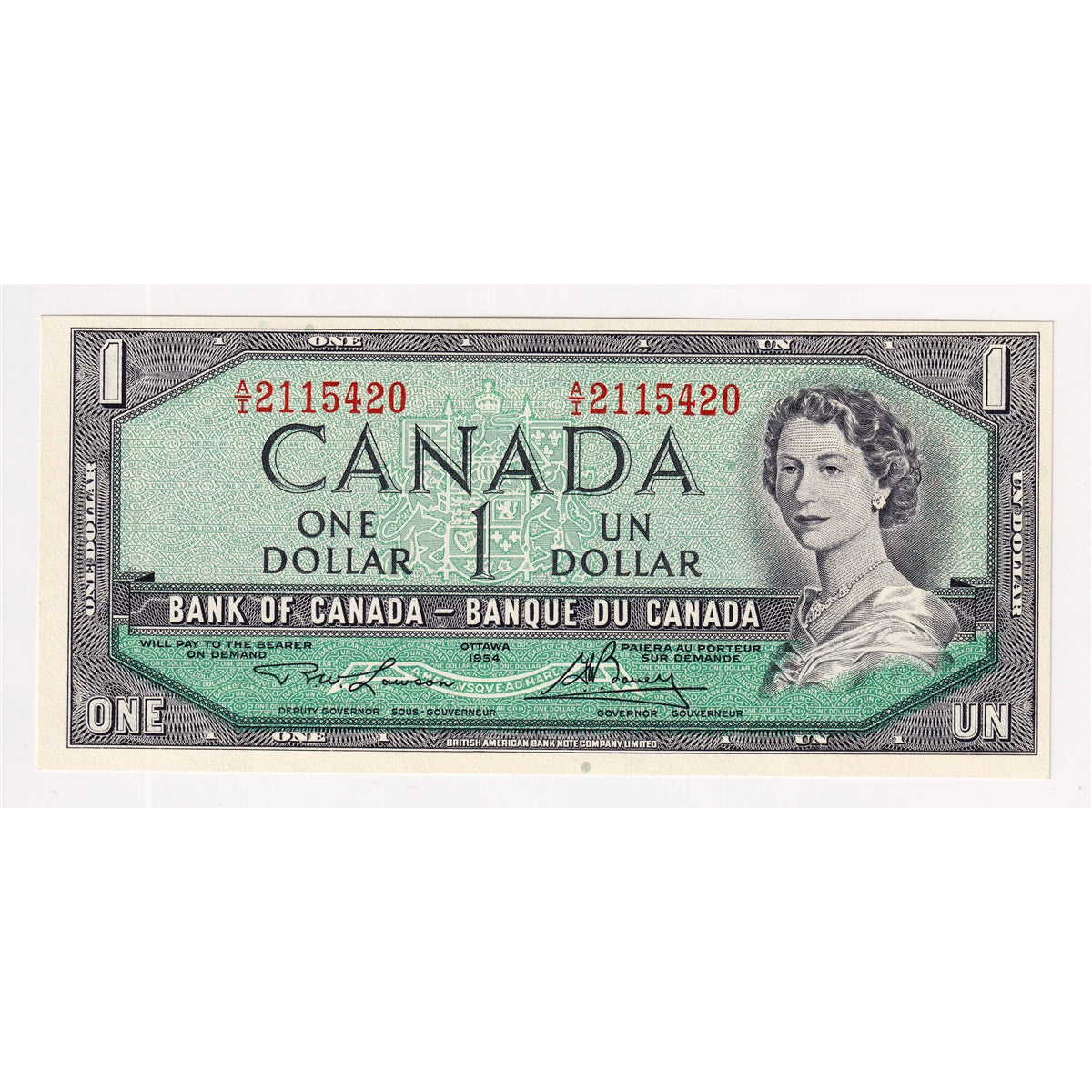 BC-37d 1954 Canada $1 Lawson-Bouey, A/I, Uncirculated (MS60)