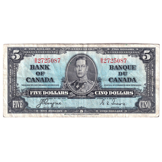 BC-23c 1937 Canada $5 Coyne-Towers, B/S, F-VF