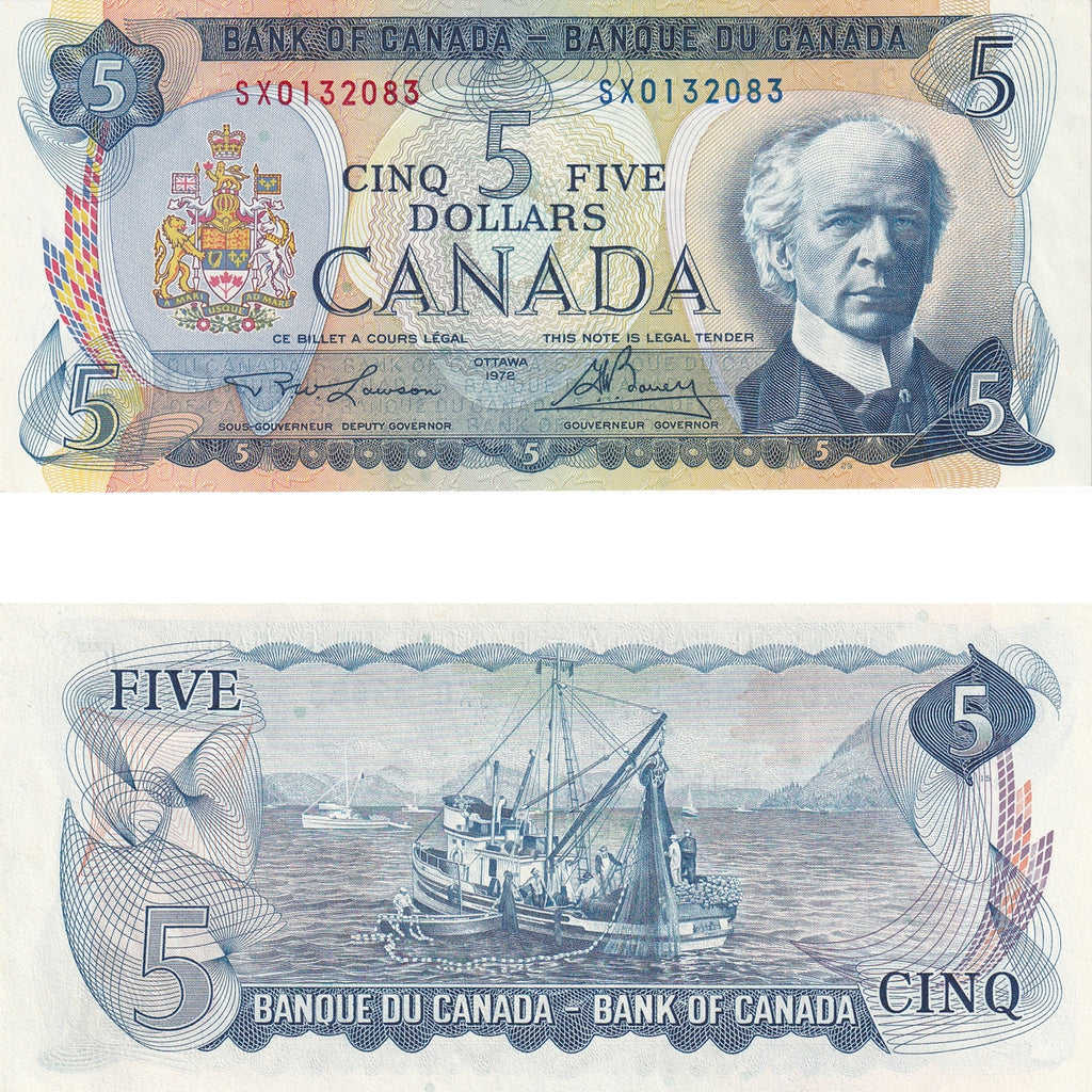 BC-48b 1972 Canada $5 Lawson-Bouey, SX, AU-UNC (AU55)
