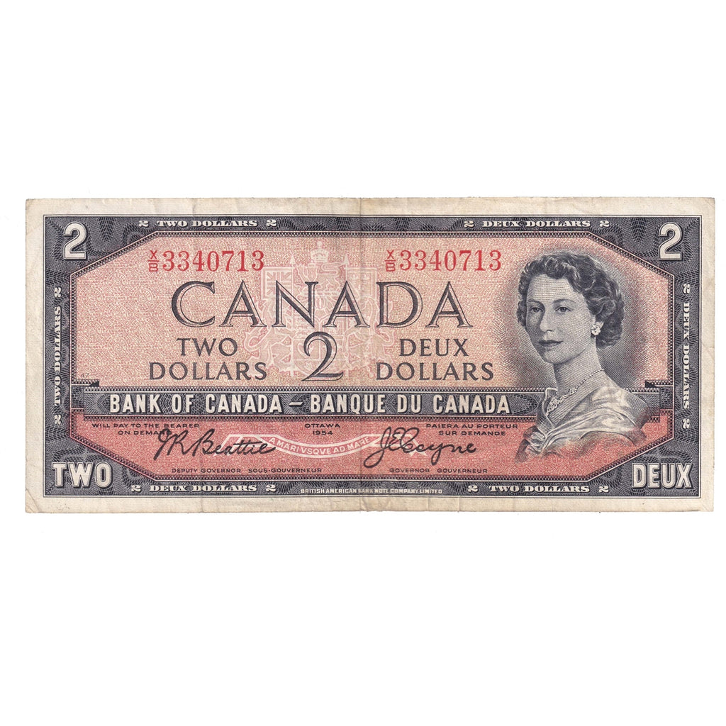 BC-38a 1954 Canada $2 Beattie-Coyne, X/B, F-VF (F15)