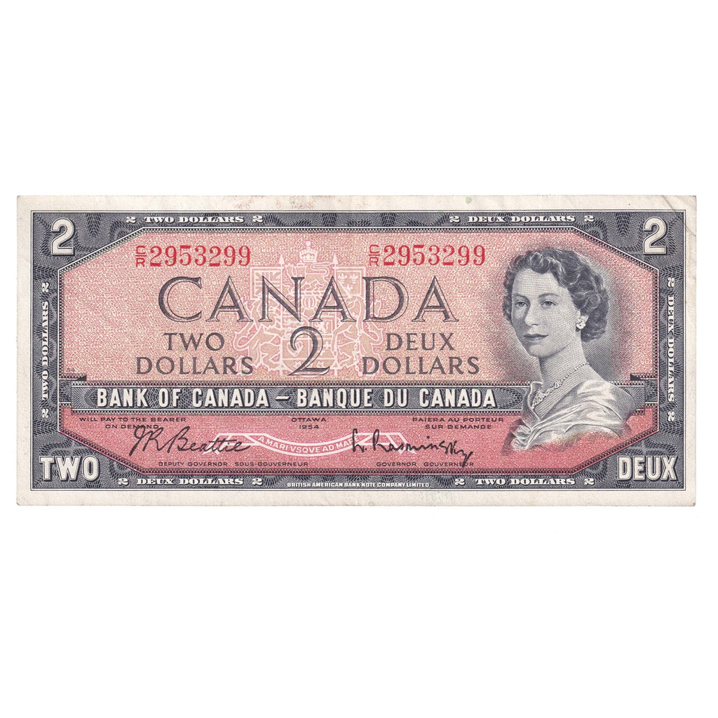 BC-38b 1954 Canada $2 Beattie-Rasminsky, C/R, VF-EF (VF30)