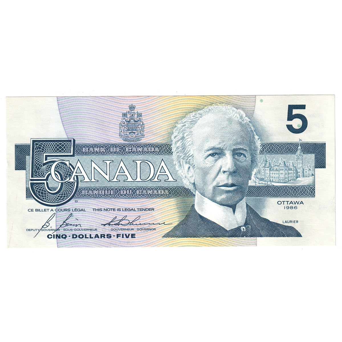 BC-56c-i 1986 Canada $5 Bonin-Thiessen, AND, AU-UNC (AU55)