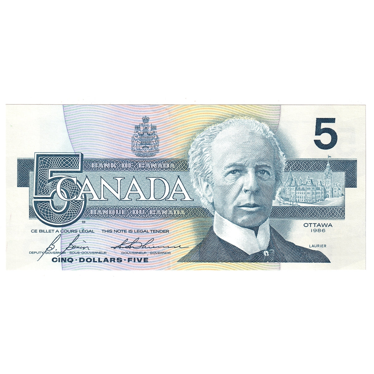 BC-56c-i 1986 Canada $5 Bonin-Thiessen, ANH, AU-UNC (AU55)