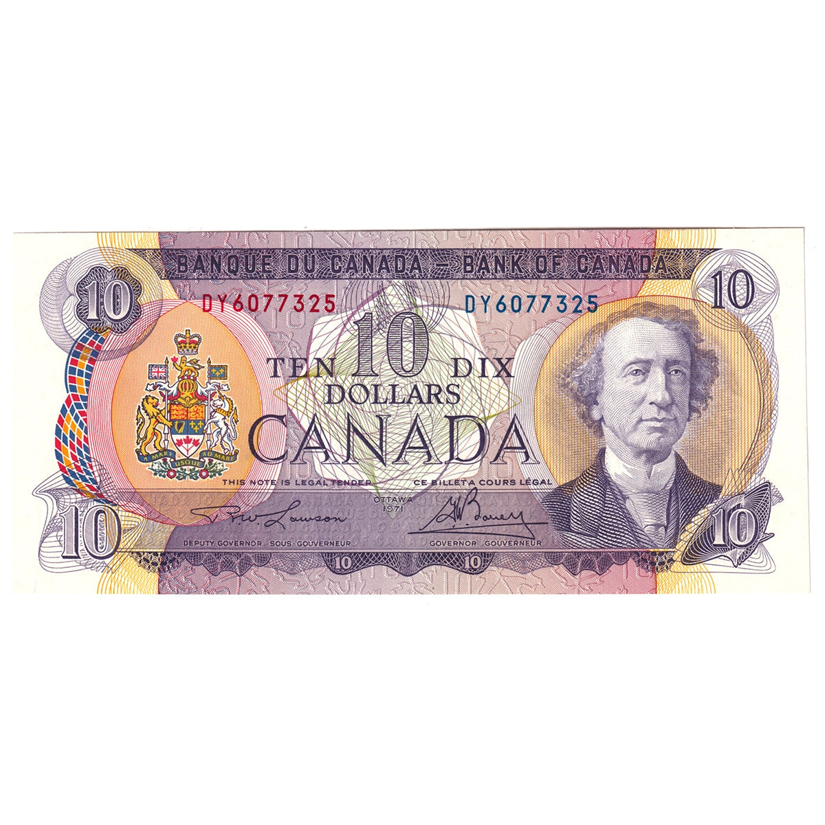 BC-49c 1971 Canada $10 Lawson-Bouey, DY, Almost Uncirculated (AU50)