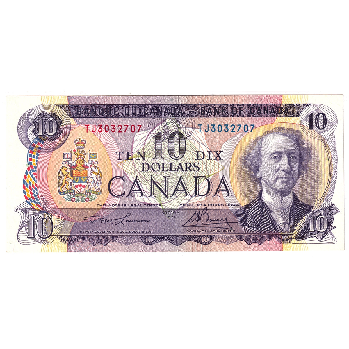 BC-49c 1971 Canada $10 Lawson-Bouey, TJ, Uncirculated (MS60)