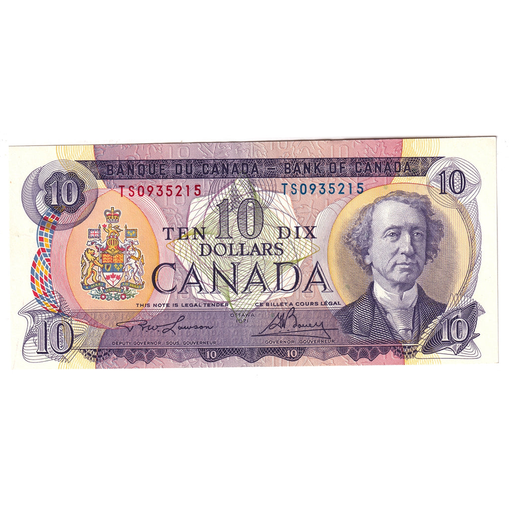 BC-49c 1971 Canada $10 Lawson-Bouey, TS, Almost Uncirculated (AU50)