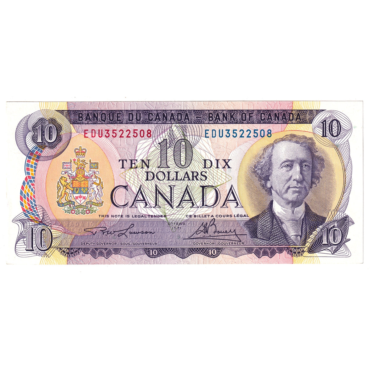 BC-49c-i 1971 Canada $10 Lawson-Bouey, EDU, EF-AU (EF45)