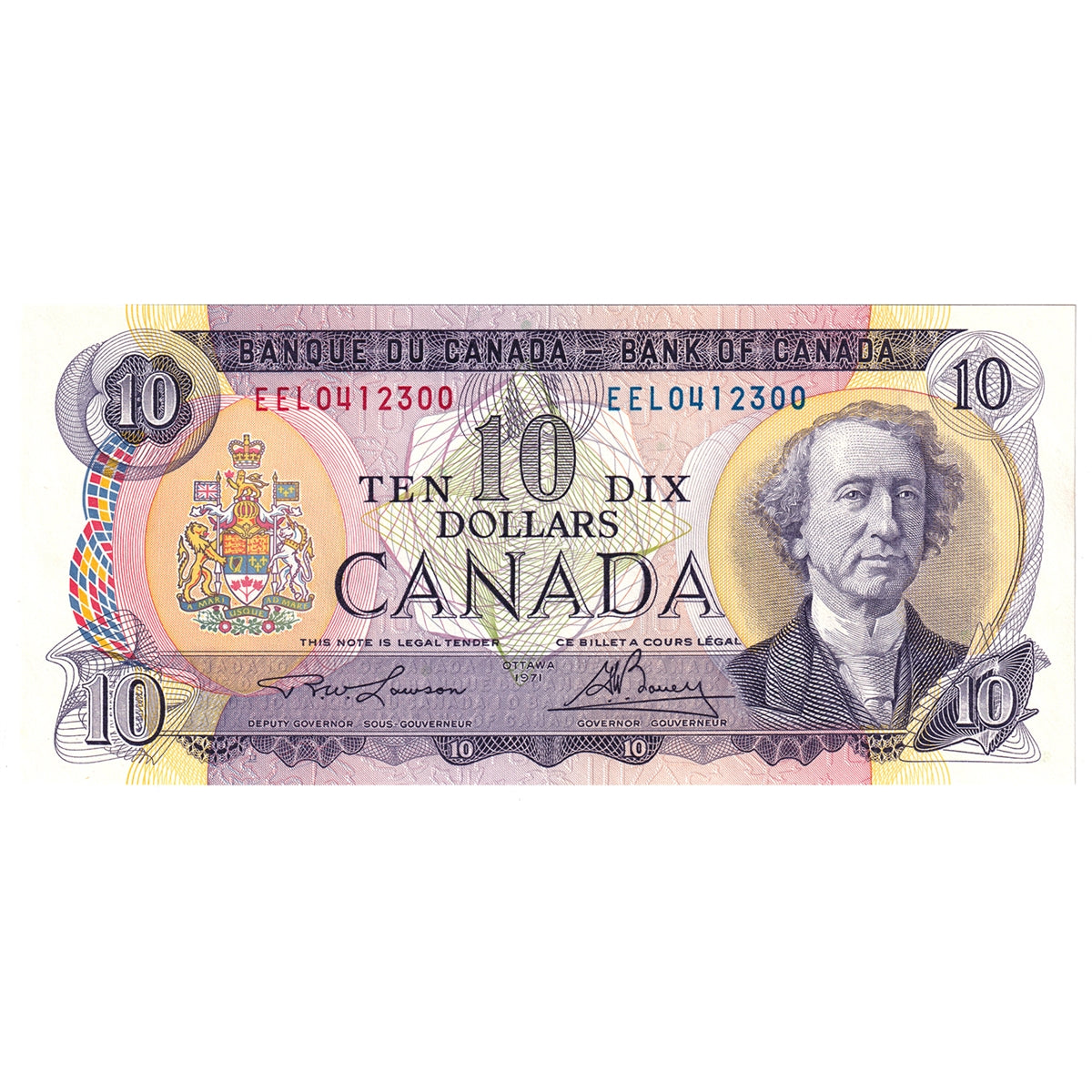 BC-49c-i 1971 Canada $10 Lawson-Bouey, EEL, Choice Uncirculated (CUNC63)