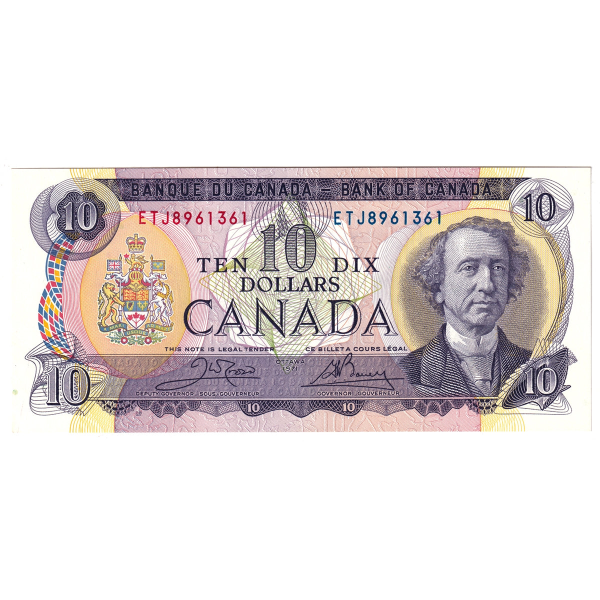 BC-49d 1971 Canada $10 Crow-Bouey, ETJ, Uncirculated (MS60)