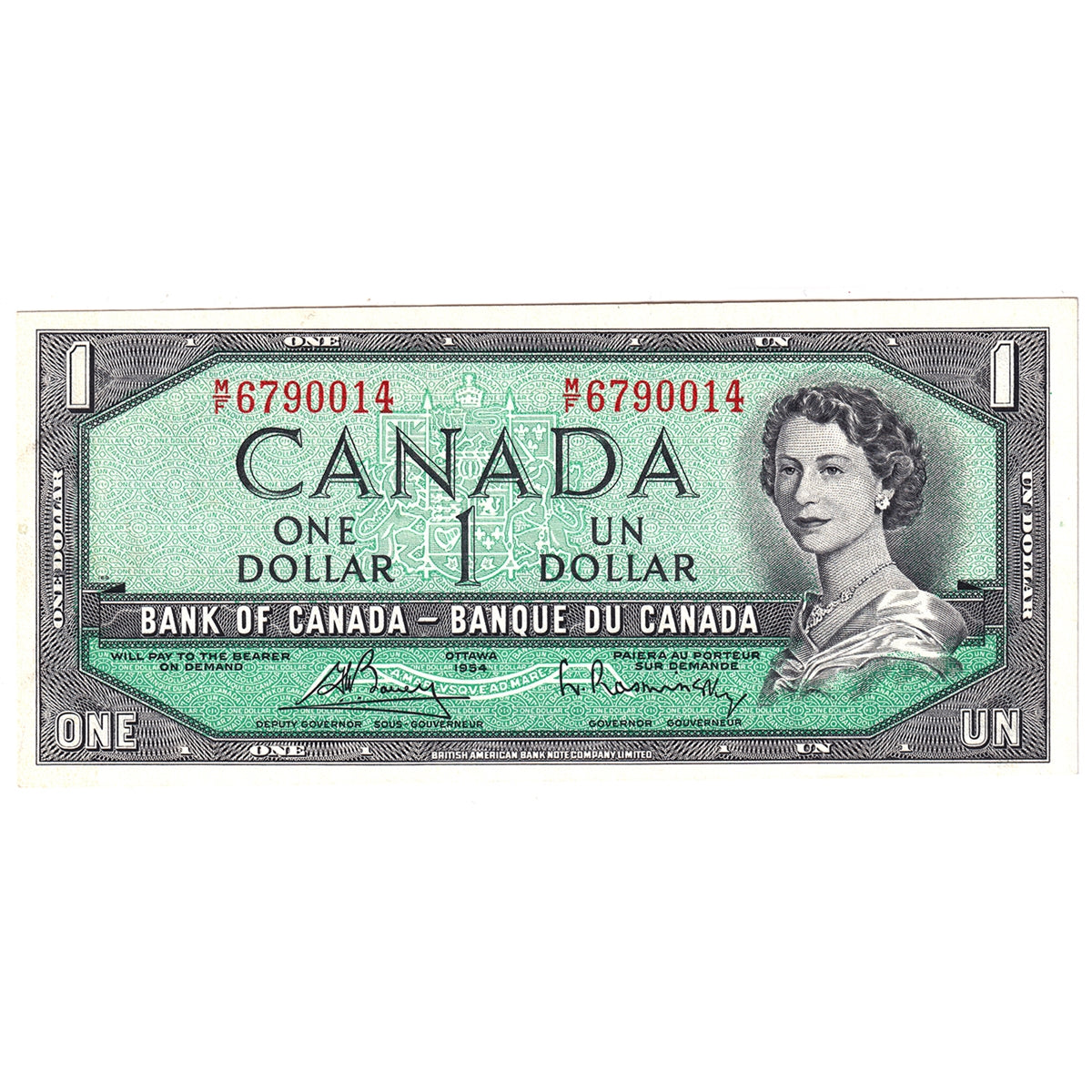 BC-37c 1954 Canada $1 Bouey-Rasminsky, M/F, Extra Fine (EF40)