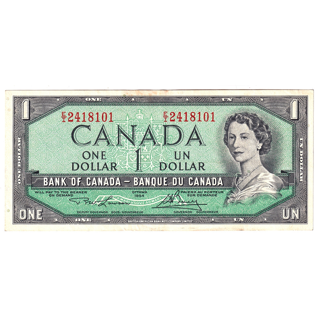 BC-37d 1954 Canada $1 Lawson-Bouey, E/I, Extra Fine (EF40)
