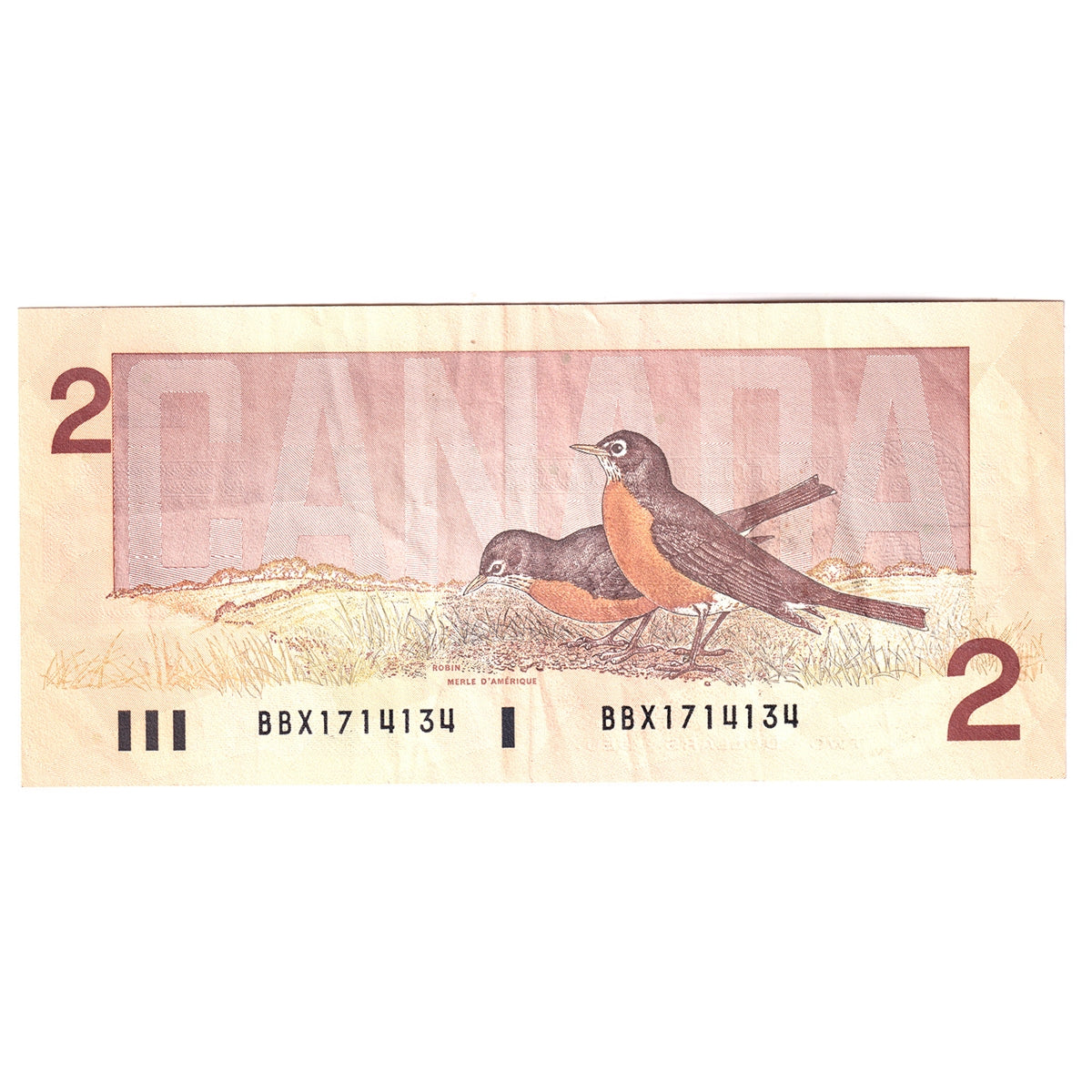 BC-55bA 1986 Canada $2 Thiessen-Crow, Small BBX, Circ