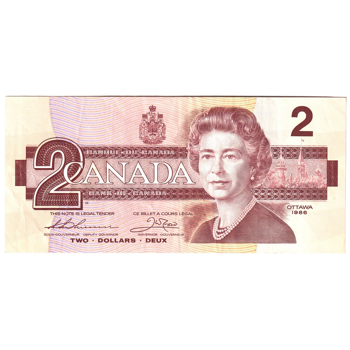 BC-55bA 1986 Canada $2 Thiessen-Crow, Small BBX, Circ