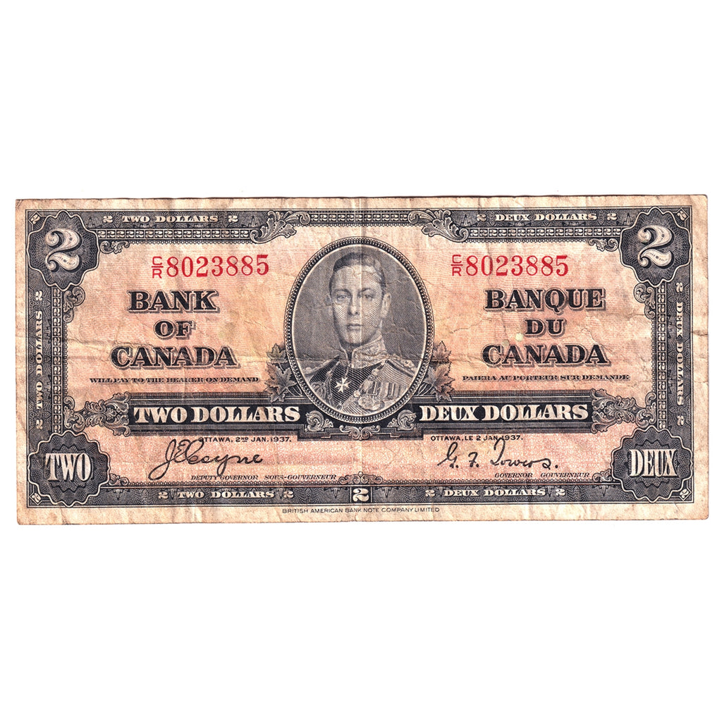 BC-22c 1937 Canada $2 Coyne-Towers, C/R, F-VF (F15)