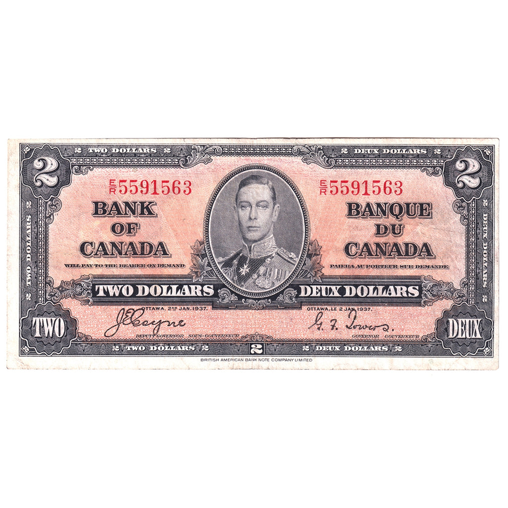 BC-22c 1937 Canada $2 Coyne-Towers, E/R, F-VF (F15)