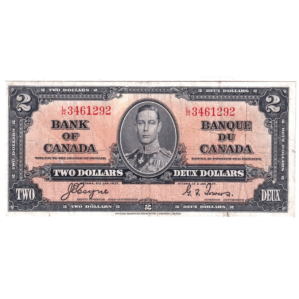 BC-22c 1937 Canada $2 Coyne-Towers, L/R, Circ